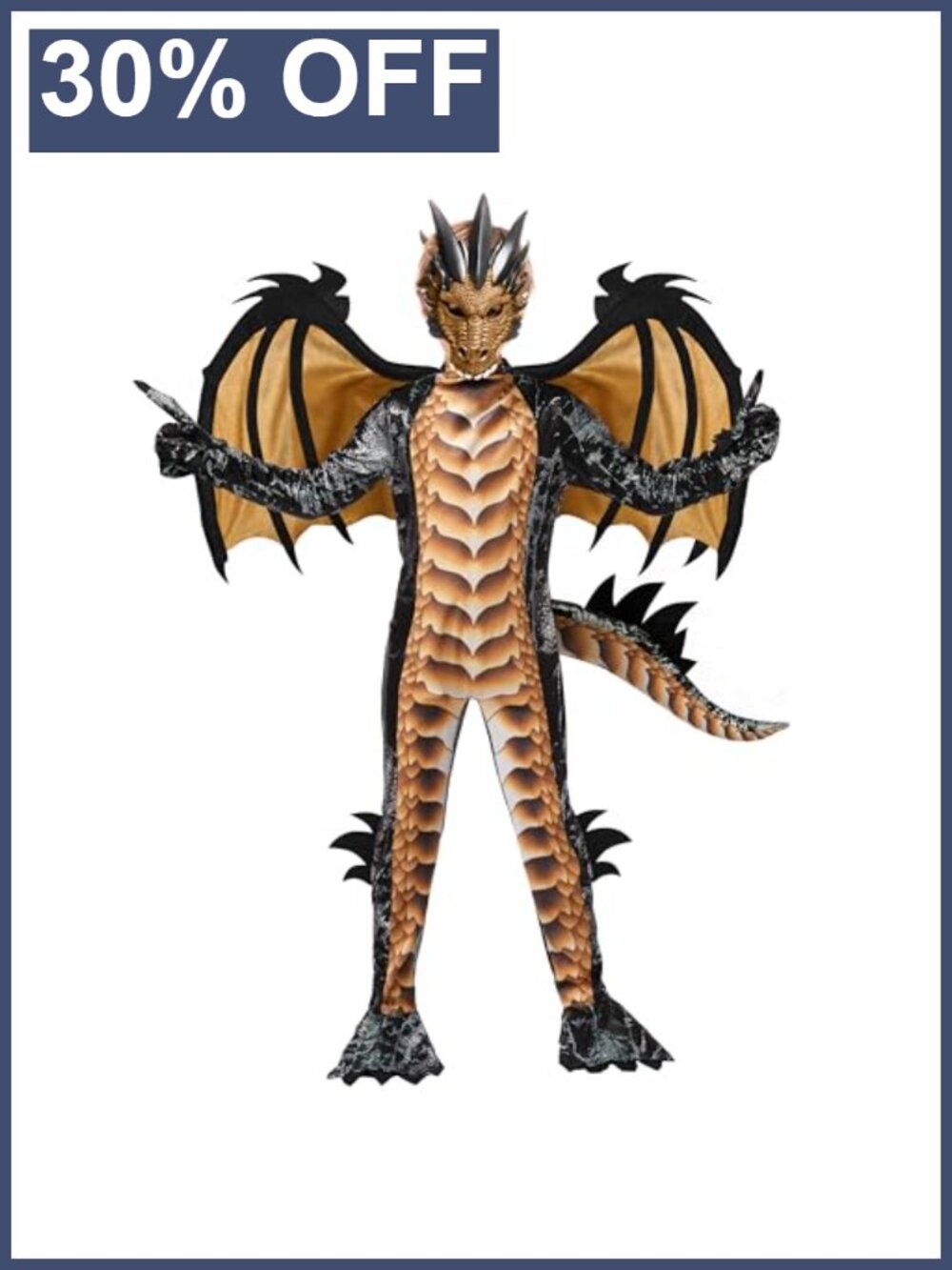 Kids Dragon Costume Deluxe Set Wings Tail Mask Jumpsuit Halloween Dress Up